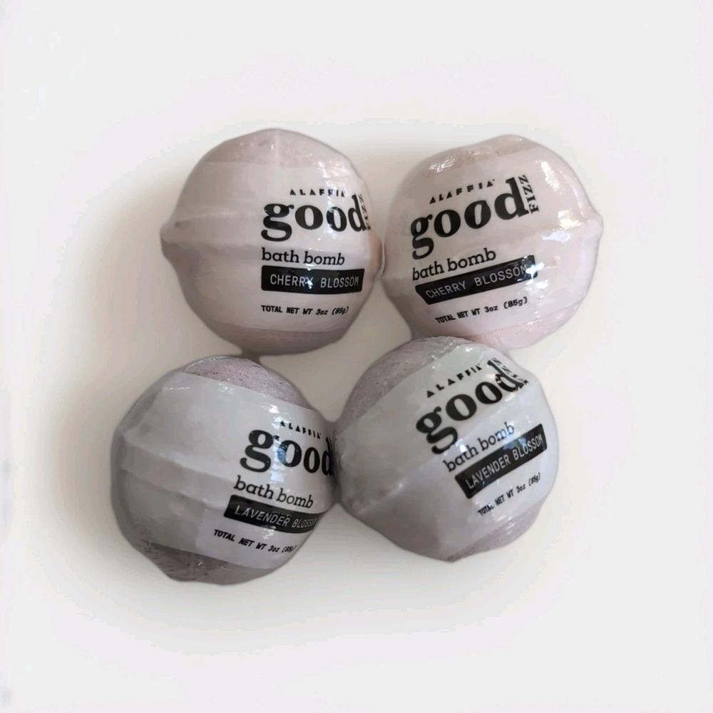 4 Alaffia‎ 3oz Bath Bombs Cherry Blossom + Lavender Blossom Shea Butter  Lot